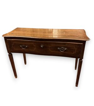 TAV328 - Tavolo scrittoio in legno lastronato, epoca '800, misura cm L 123 x H 82 x P 52