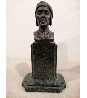 Bronzo dell '800 rappresentante Dante - base in marmo