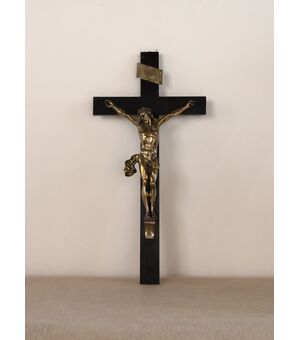 Crocifisso  del '700 in rame argentato