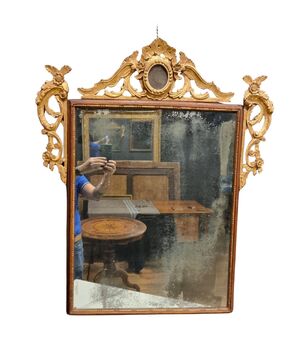 (2)Cornice Specchiera del 700 Luigi XVI con Cimasa Dorata Venezia