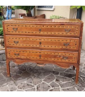 Comò Direttorio del 700 Vicentino in noce e intarsi in ciliegio