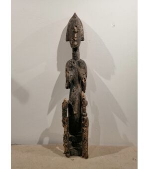 Scultura femminile lignea arte Bambara - Mali XIX secolo - mancanze