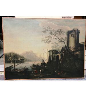 Marina delle torri - Paesaggio del '600 con squero, rovine e figure, da Salvator Rosa (1615 - 1673)