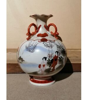 Vaso giapponese dell'800 in ceramica dipinta