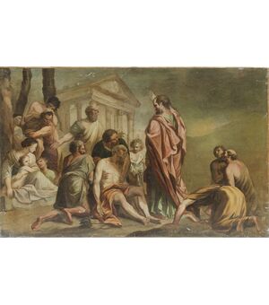 San Pietro guarisce lo storpio - Scuola italiana XVIII secolo - olio su tela