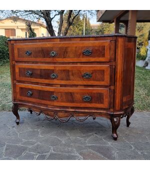 Cassettone Veneziano in Noce dell’800 con Intarsi in Palma