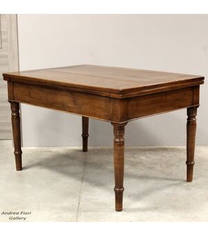Antico tavolo a libro Carlo X in noce - Italia epoca '800