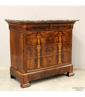 Antico cassettone comò cappuccino Luigi Filippo in noce - epoca '800