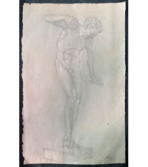 Disegno a matita e biacca su carta con soggetto neoclassico.Arturo Pietra.Bologna.