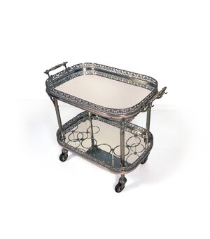 Carrello portavivande in metallo argentato, XX secolo