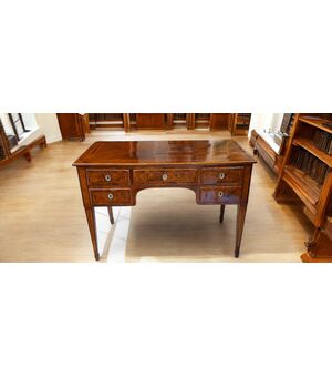 SCRIVANIA LASTRONATA IN NOCE - LOMBARDIA - LUIGI XVI