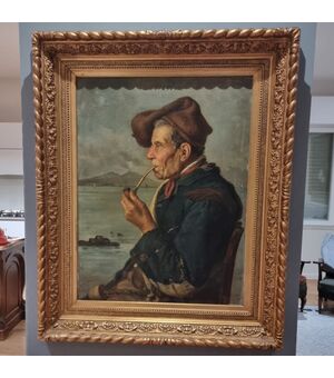 Pescatore napoletano olio dell’800 firmato Duranti alta qualità