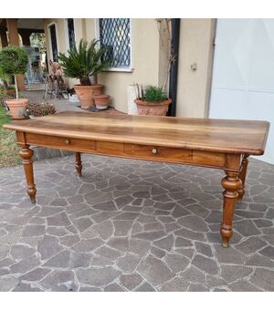 Tavolo in Noce del 1800 con Coperchio in Due Assi