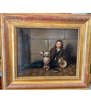 Dipinto olio su tela con cornice in oro