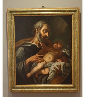 OLIO SU TELA DEL  600 SAN GIUSEPPE CON BAMBINO-VENETO