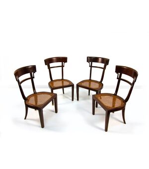 Quattro sedie in mogano, XIX secolo