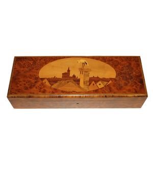 Inlaid Elm Burl Box - 20th Century