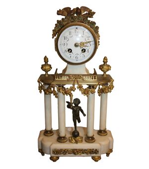 Marble and gilded bronze mantel clock, France, late 19th century