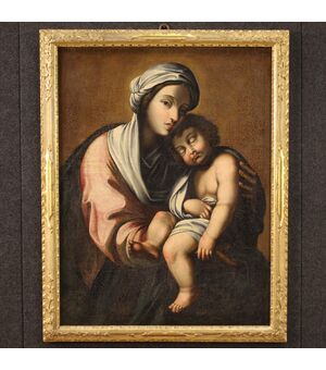 Dipinto italiano Madonna con bambino del XVIII secolo