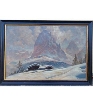 Veduta invernale  dell Sassolungo  Dolomiti