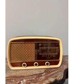Antica radio a valvole, anni '50, 47x30x18cm Minerva