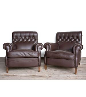 Coppia di poltrone Frau in pelle testa di moro – Anni ’60/’70