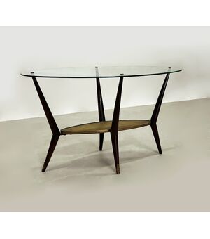 Coffee table 1950 - vetro, ottone e legno laccato