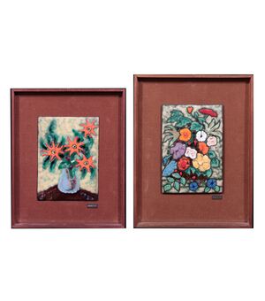 Giuseppe Maretto (Milano 1908– 1984) - 2 Smalti con fiori