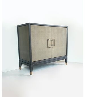 Credenza contemporanea - legno e pelle sintetica