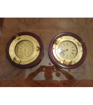 Coppia di orologi- barometri marini