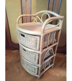 Cassettiera in rattan a tre cassetti