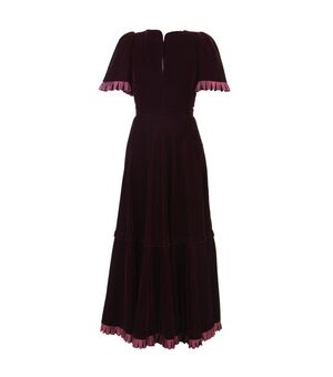 1960s Heinz Riva Burgundy Velvet Maxi Dress