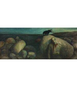 dipinto oilo su tela cm 88 x 204 tela datato 1901 Norvegia