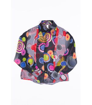 “Gianni Versace Couture” Camicia chiffon cerchi pois colorati