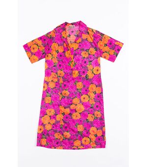 “Ken Scott” abito stampa fiori toni viola e arancio
