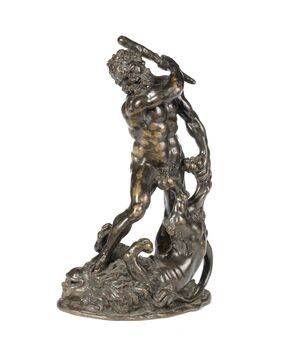 Italian sculptor, Late 17th century, Hercules and the Nemean Lion, bronze.     