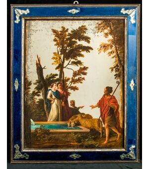 Luigi Garzi, Rebecca at the well, oil on mirror     