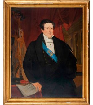 Felix De Vigne (Ghent, 1806 - 1862), Portrait of Gioacchino Rossini as a member of the Societé Royales, Oil on canvas     