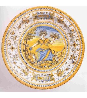 Pesaro, 1616, Allegory of Summer, Polychrome majolica plate with inscriptions: &quot;In Pesaro PSP&quot; and &quot;Istate del.1616.&quot;     