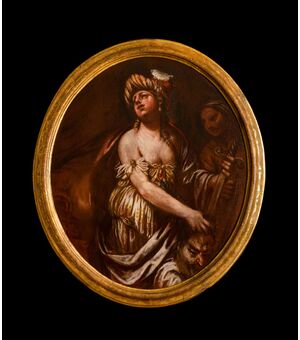 Giuseppe Diamantini (Fossombrone 1621- 1705), Giuditta con la testa di Oloferne, olio su tela ovale