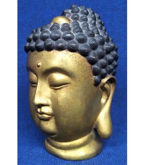 Buddha head in gilded brass - early 20th century     