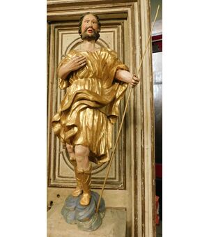  dars450 - statua lignea policroma, epoca '7/'800, misura cm l 45 x h 97 x p. 27 