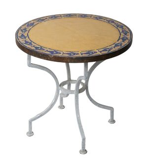 Tavolino in ferro con piano in ceramica - O/2962
