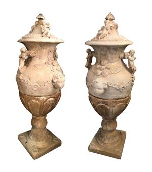 Pair of Old Italian Stone Garden Vases. Florence, Late of 18th Century