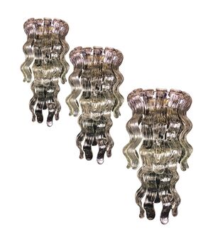 Trio of Chandeliers by Barovier & Toso, Murano, 1970s