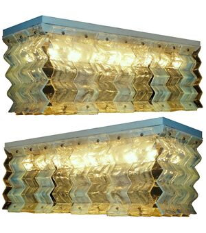 Pair of Ceiling Light Fixture by Carlo Nason for Mazzega, 1970