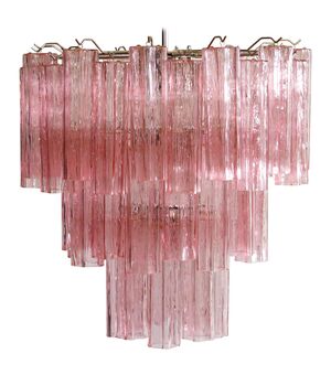 Tronchi Chandelier Style Toni Zuccheri, 48 Pink Glasses, Murano, 1990