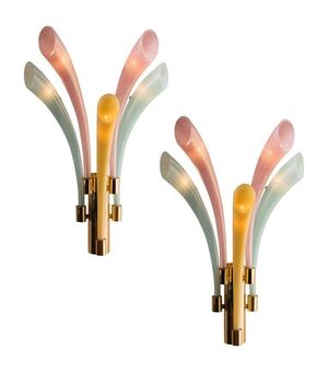 Great Pair of Wall Sconces "Fireworks" by Barovier & Toso, 1980s