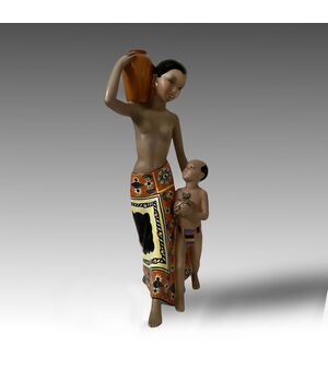 CIA MANNA, &quot;African love&quot; painted ceramic sculpture     