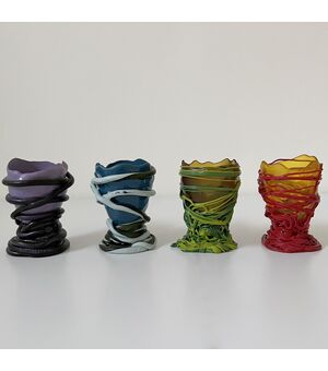GAETANO PESCE, Fish Design, quattro vasi spaghetti resina colorata